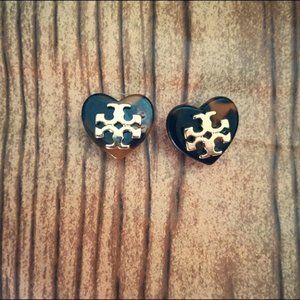 Tory Burch Tilsim Logo Heart Stud Earrings